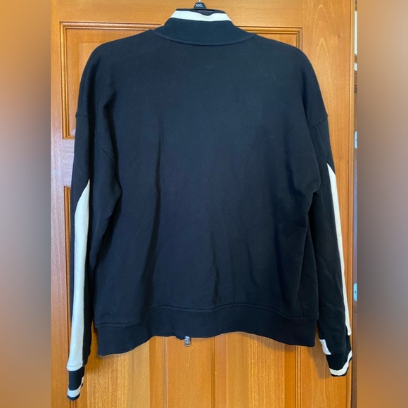 Lauren Ralph Lauren Track Jacket Women’s Medium Full Zip Black White Cotton - Picture 9 of 11